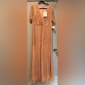 Mac Duggal Nude color Embellished gown beaded gown